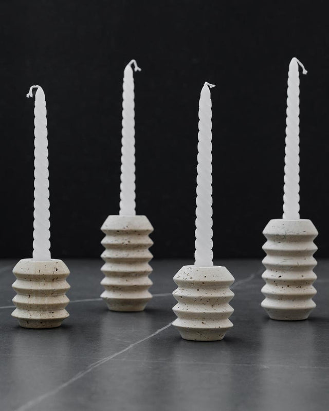 White Travertine Candle Holder | Candle Stick Holder