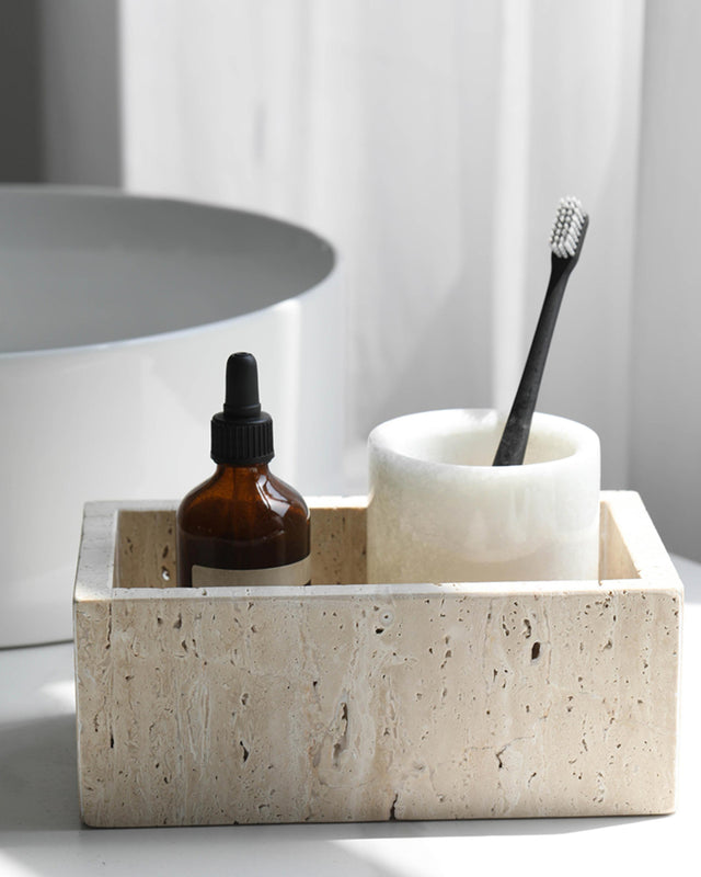Travertine Storage Box | Storage Containers | Small Storage Box with Lid