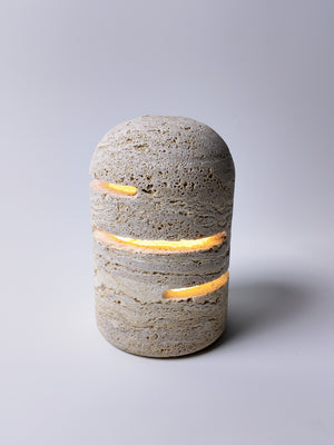 Luna-Travertine Cylindrical Night Light |Desktop Ambient Light | Ambient Lamp