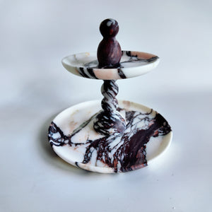 Calacatta Viola Cake Stand | 2 tier marble stand | 2 tier cake stand