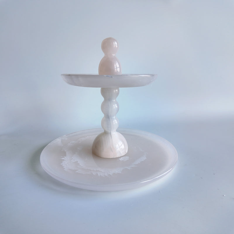 Pink Onyx Cake Stand | 2 tier marble stand | 2 tier cake stand