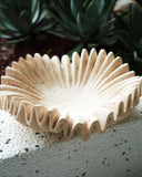 Beige Travertine Fluted Bowl | Wedding Table Decorations | Fruit Tray