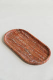 Red Travertine Oval Tray | Perfume Tray For Dresser Dining Table Decor