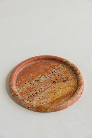 Red Travertine Round Tray | Housewarming Party Present