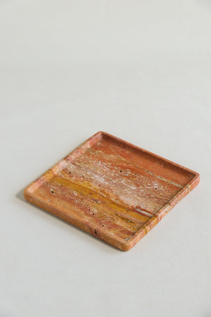 Red Travertine Square Tray | Wedding Party Table Decor