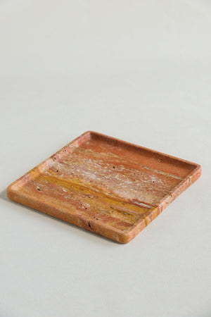 Red Travertine Square Tray | Wedding Party Table Decor