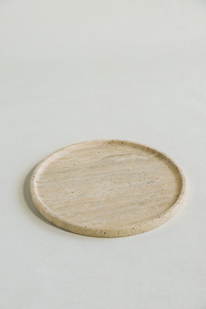 White Travertine Round Tray | Housewarming Party Present