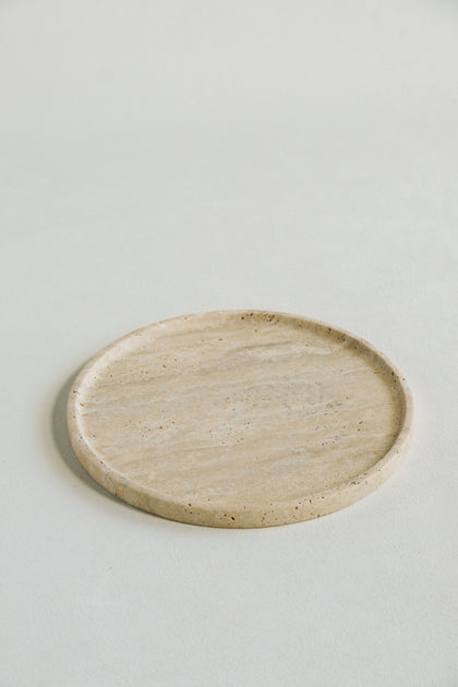 White Travertine Round Tray | Housewarming Party Present