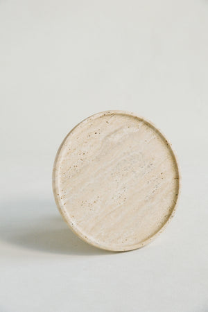 White Travertine Round Tray | Housewarming Party Present