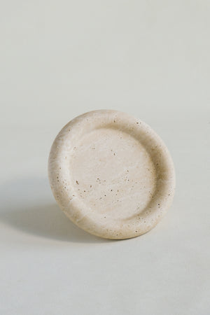 Thickened White Travertine Round Tray | Gifts For Housewarming Party