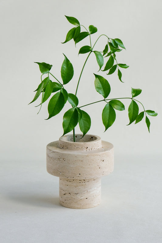 White Travertine Vase | Decorative Vase Table Centerpieces