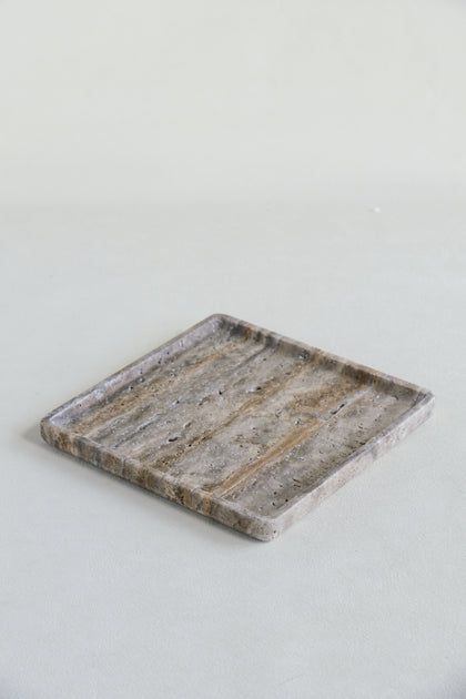 Silver Travertine Square Tray | Gifts For New House Owners