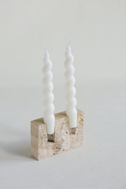 White Travertine Candle Holder | Candle Centerpieces