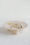 Marble Vanity Tray | White Travertine Tripod Base Storage