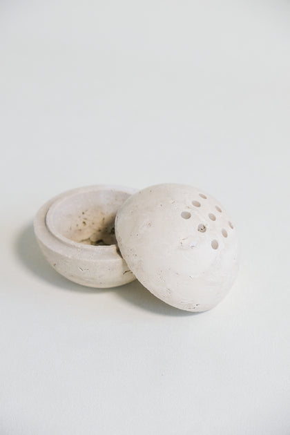 Beige Travertine Sphere Incense Burner | Small Incense Burner