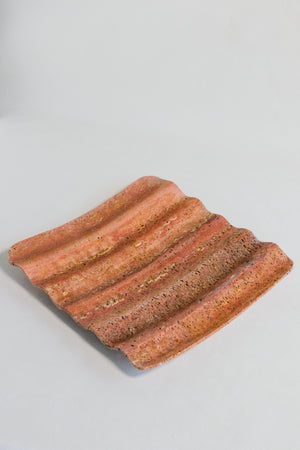 Wave-Shaped Red Travertine Tray | Precious Housewarming Gift