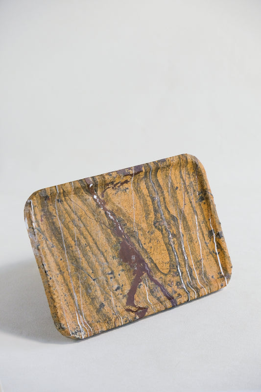 Rainforest Brown Square Marble Tray | Tray For Dresser