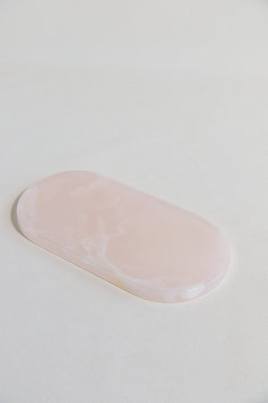 Pink Onyx Oval Tray | Perfume Tray For Dresser Dining Table Decor