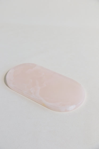 Pink Onyx Oval Tray | Perfume Tray For Dresser Dining Table Decor