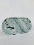 Green Cloud Marble Square Round Tray